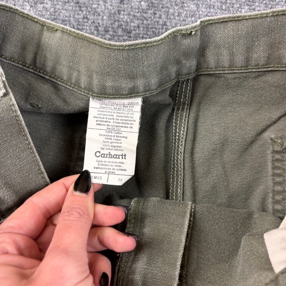 CARHARTT Men’s Washed Duck Work Shorts Green Utility Cargo shorts size: 38 - Picture 6 of 9